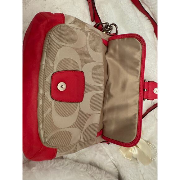 Coach F28902 Signature Stripe Hot pink Buckle Shoulder Bag - Picture 10 of 14